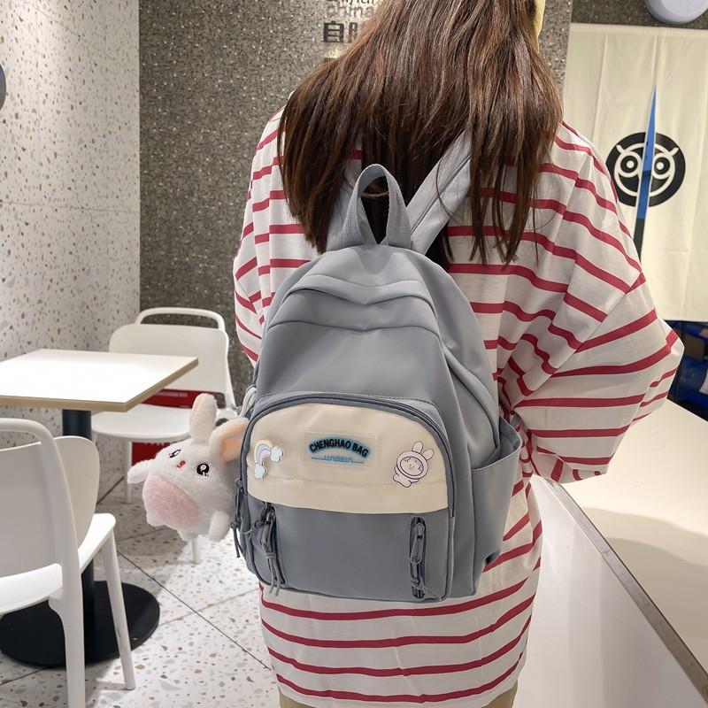 Blocked Simple Color Letter Decoration For Student Casual Backpacks For Daily