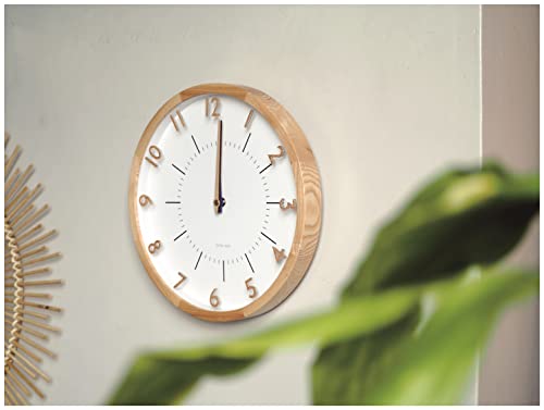 Interform Oranto Natural Radio-Controlled Wall Clock CL-3350NA, 30cm Diameter, Radio-Controlled Step Movement