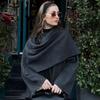Womens Asymmetrical Knit Coat With Scarf Collar Short Winter Outerwear Thick Warm Street Style