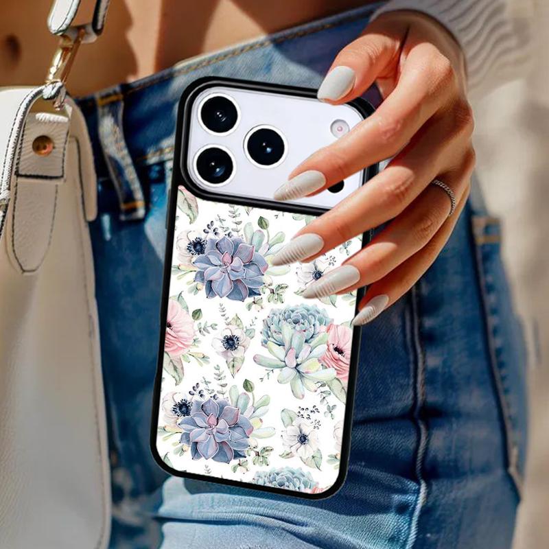 Vintage Flower Phone Case For iPhone 17 Air 14 15 13 12 Max Cover For Apple 16e 11 Pro Max Plus Coque