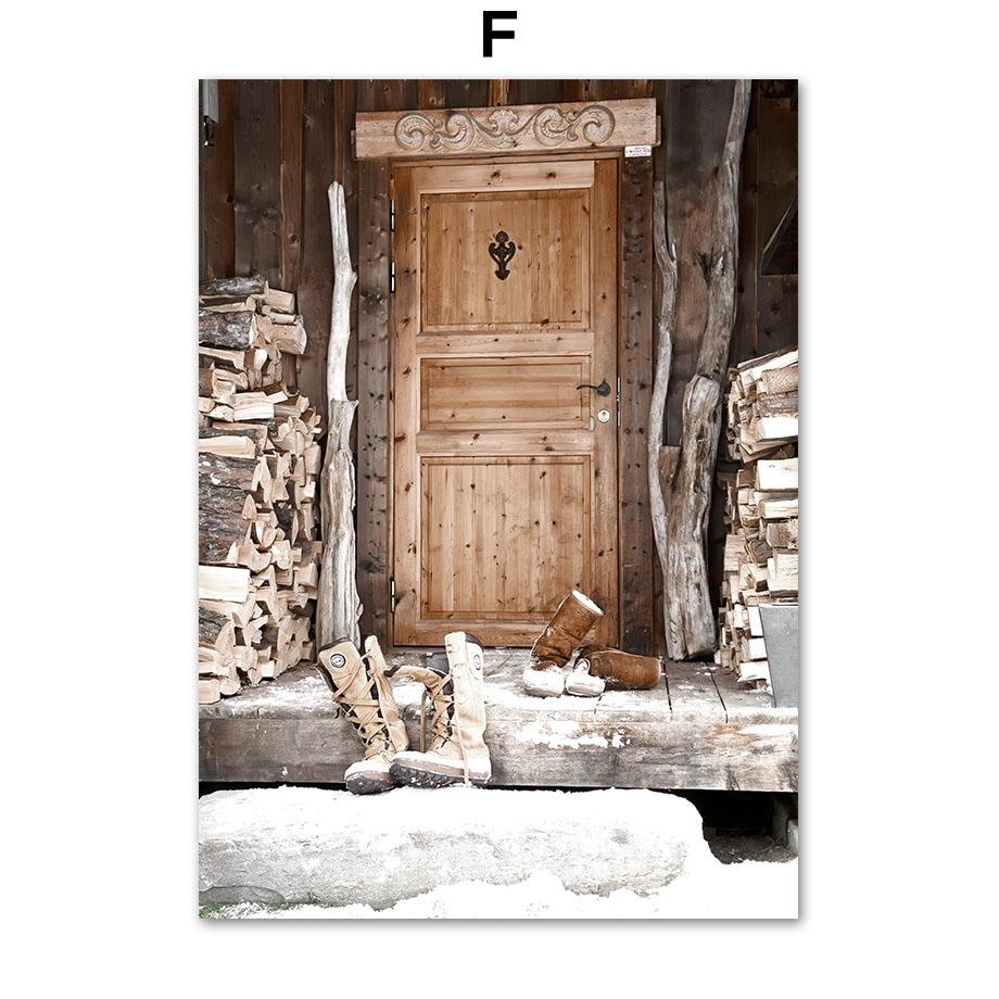 Snowboard Snømann Ekorn Hjort Snø Landskap Veggkunst Lerretsmaleri Plakater og utskrifter Veggbilder til stuedekor