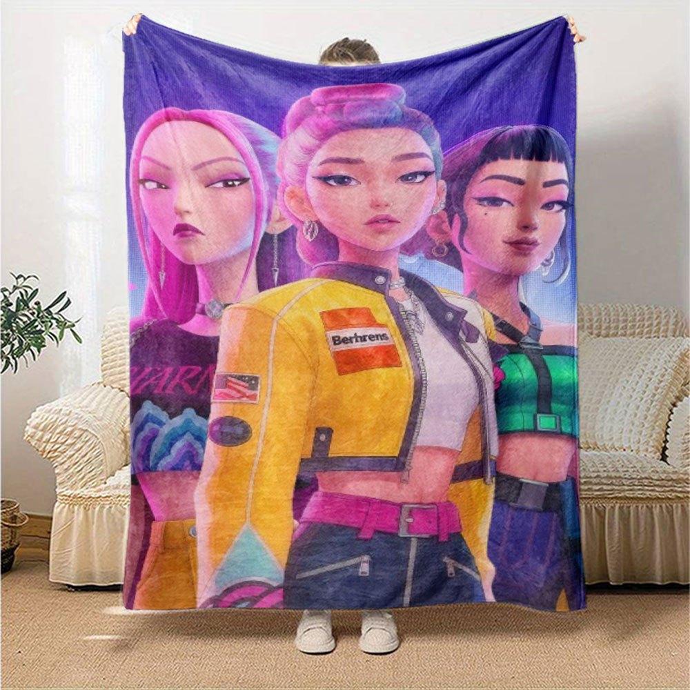 1pc Hunter X Kopo group Themed Flannel Blanket Suitable for Bed, Home Decor, Graduation Gifts, Easter, Back to School, Christmas, All Season Use