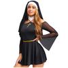 Damer Frekk Nonne Kostyme Halterneck Nettingermer Culotte-stil Kjole Hodeplagg Partykostyme