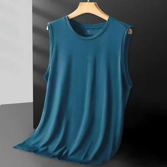 Men Vest Sleeveless Round Neck Summer Casual Sport Vest Pure Color Breathable Mesh Athletic Tank Tops