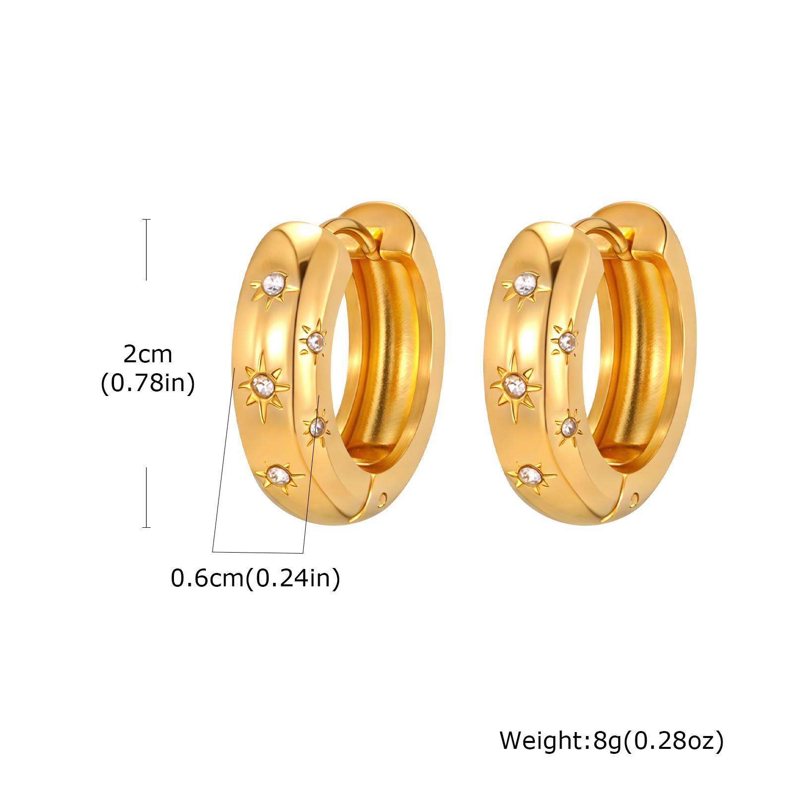

Women s Exquisite Zircon Star Hoop Earrings, Gold Plated Stainless Steel Chunky Earrings, Hypoallergenic Waterproof Jewelry