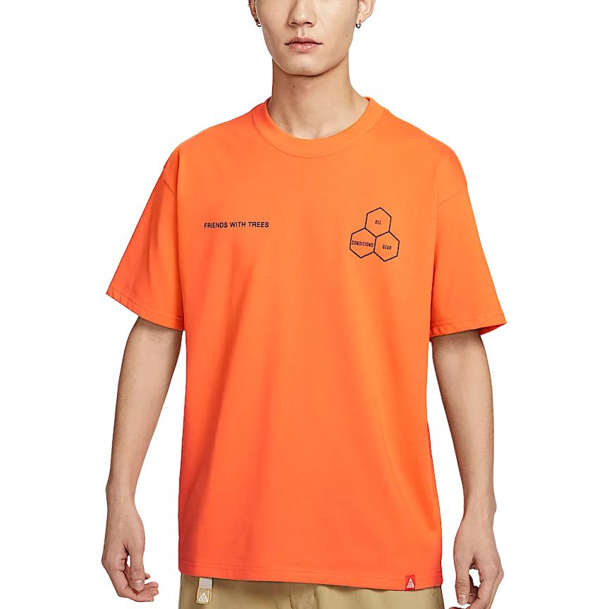 Nike ACG Series Walking Tree Quick-Dry Comfortable Crew Neck Short Sleeve T-Shirt Men Tops Safety-Orange HJ0797819