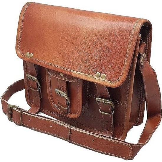 11" Small Leather Messenger Bag Shoulder Bag Cross Body Vintage Messenger Bag for Women & Men Satchel Man Purse Competible with Ipad and Tablet