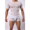 Men Sexy Tight Muscle T-Shirts Transparent Mesh Tops Male Short Sleeve Tee Shirts Gym See Through Undershirts Slim Fit Shirts