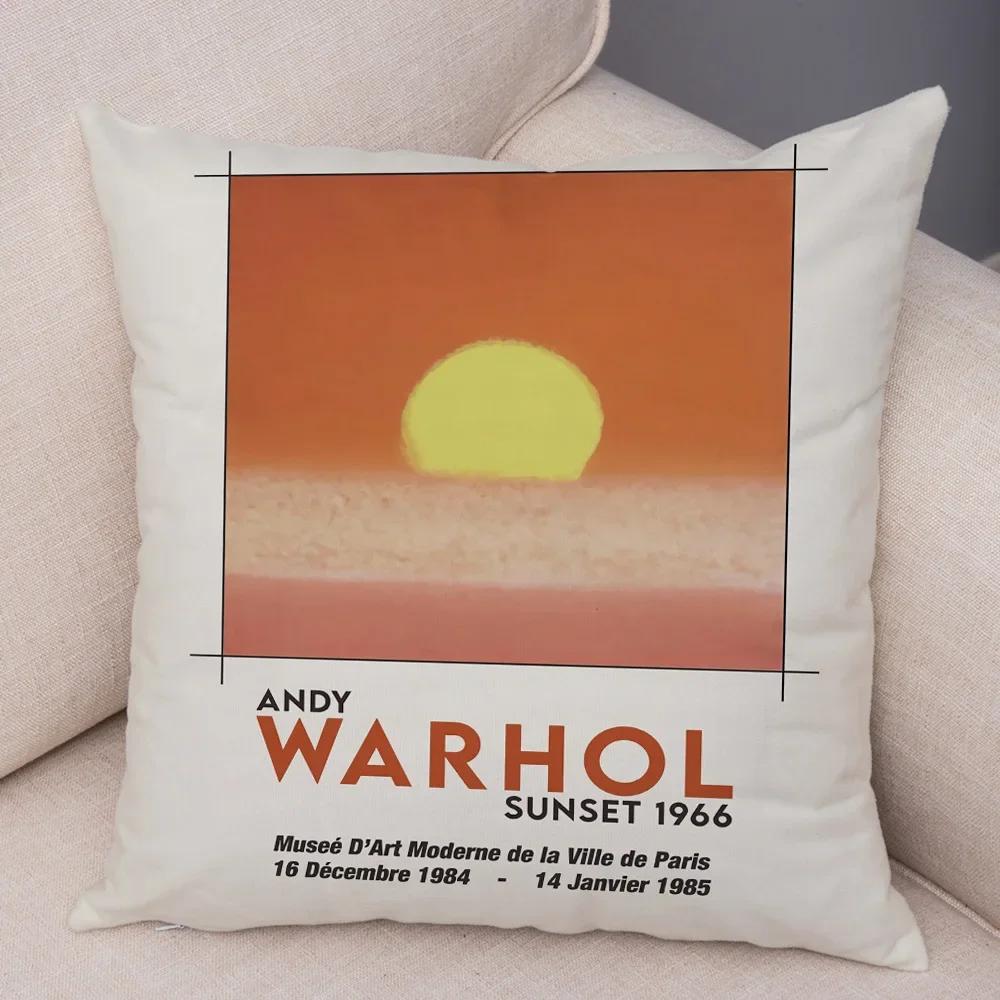 Andy Warhol Sunset Cat Cattle Banana Pillowcase Decor Nordic Pillow Case For Sofa Home Plush Throw Vintage Cushion Cover
