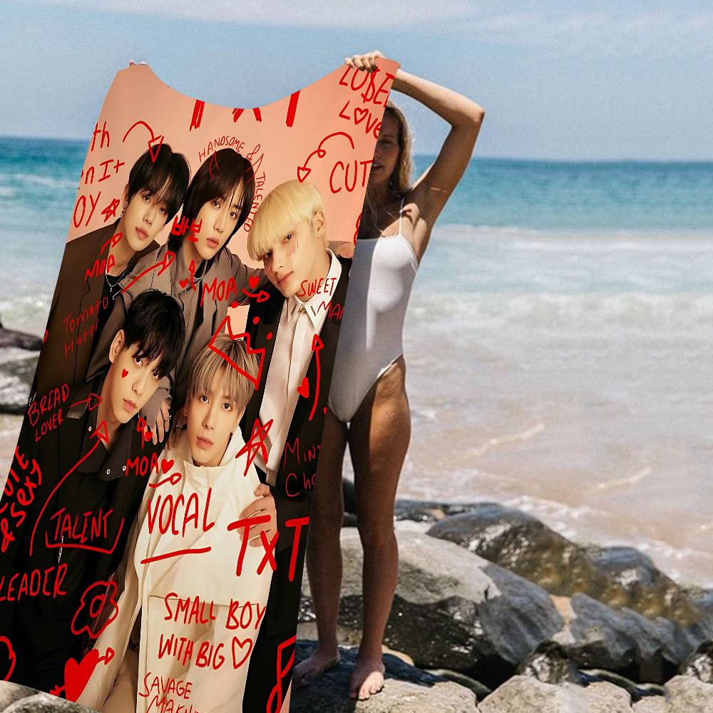 Popular Korea Kpop Band T-TXT Beach Towel Bath Towels For Girl Microfiber Quick Dry Sand Free Beach Yoga Spa Gym Pool