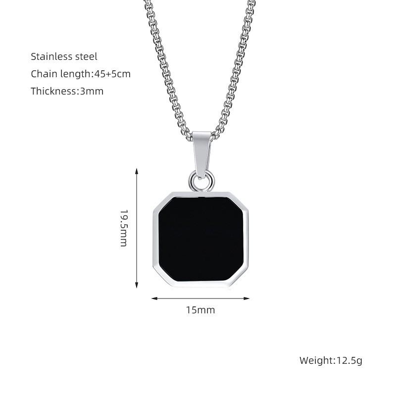 Titanium Steel Geometric Pendant Necklace Men Women Hypoallergenic Fashion Jewelry With Turquoise Accent