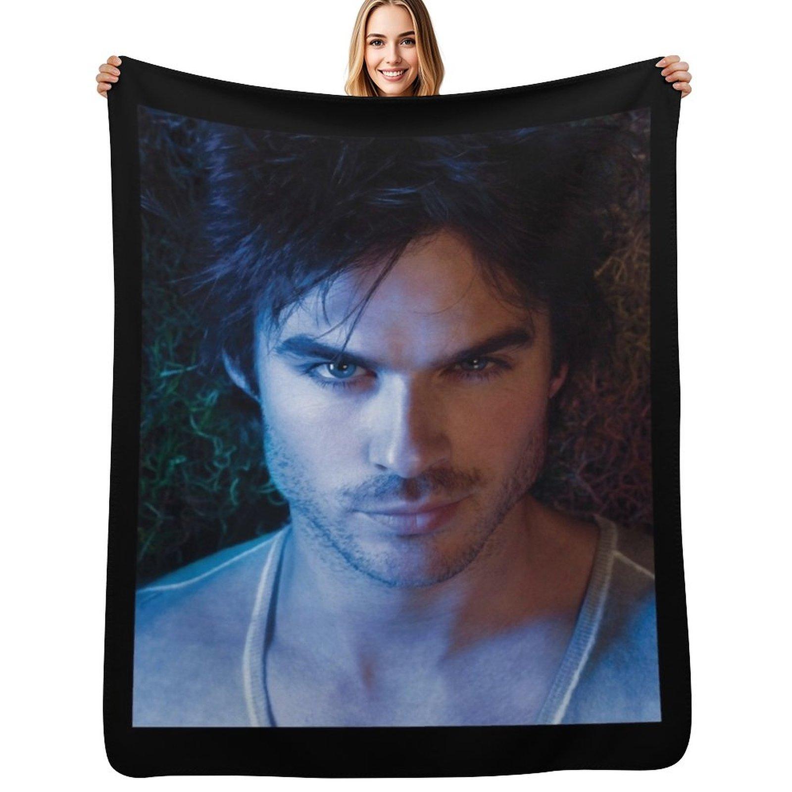 Ian Somerhalder Throw Blanket Lightweight Warm Blanket for Indoor Outdoor Use Size: 75*100cm, Weight: 230 GSM
