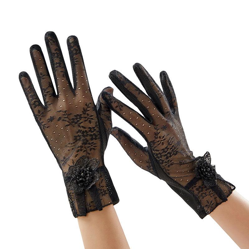 1 Pair of Lace Sunshade Gloves for Women, Summer Thin, Suitable for Driving, Cycling, Touch Screen, And Non-Slip, Short Style.