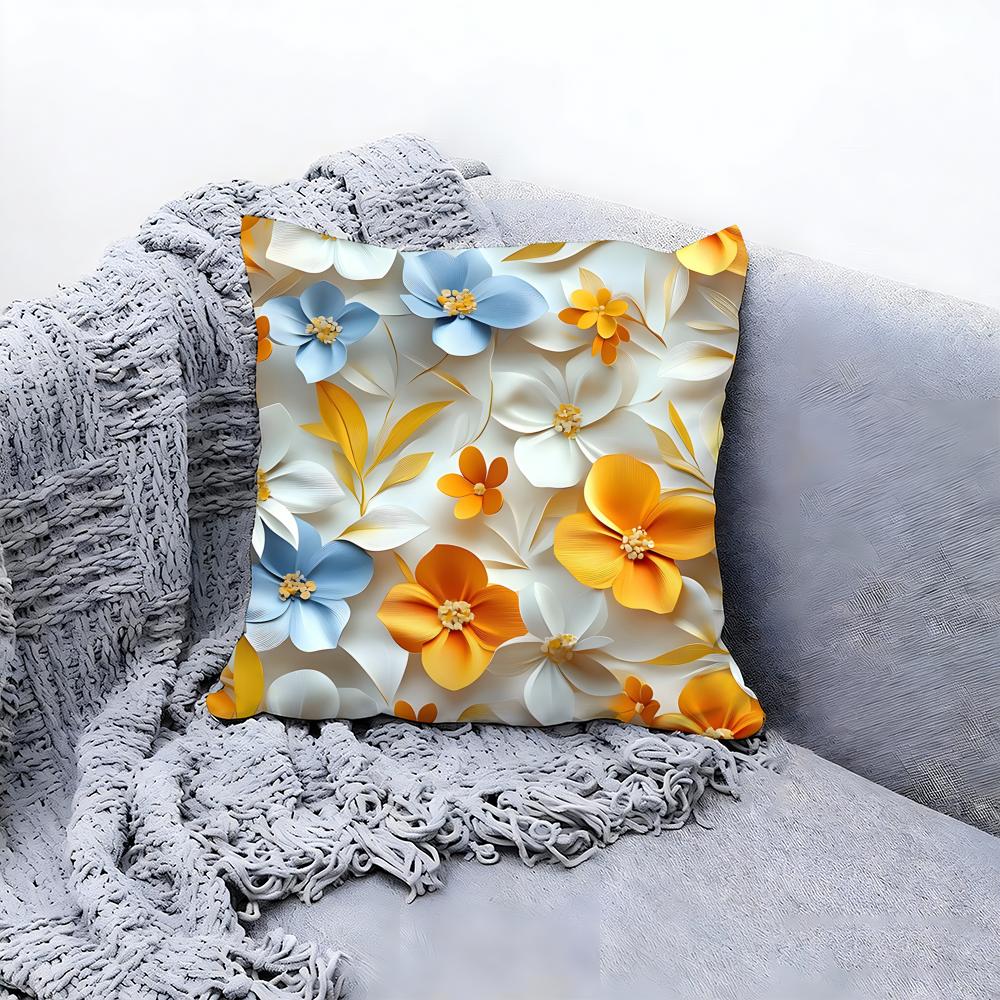 Pretty D Flower Pattern Decor Cushion Cover Premium Comfort Reversible Pillow Cove In One Design for Any Room  Car Interior