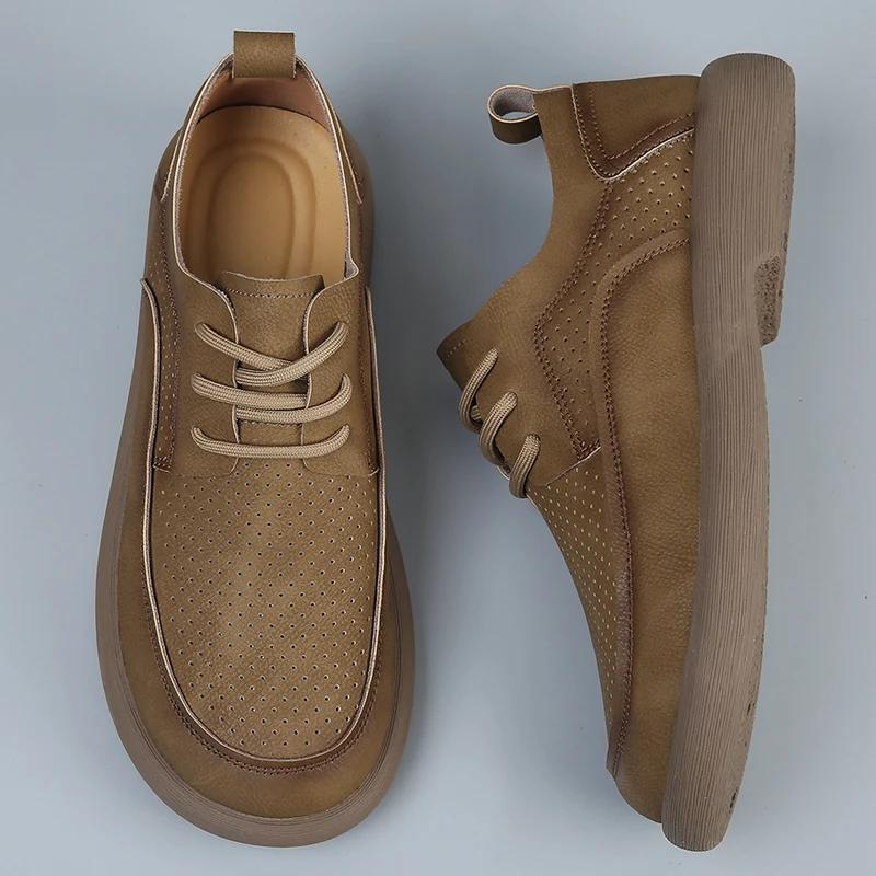 Mode Echtes Leder Schuhe Herren Schnürschuhe Oxfords 2024 Kuh Lässig Business Weich Schwarz Braun Hohe Qualität Frühling Herbst Herrenschuhe