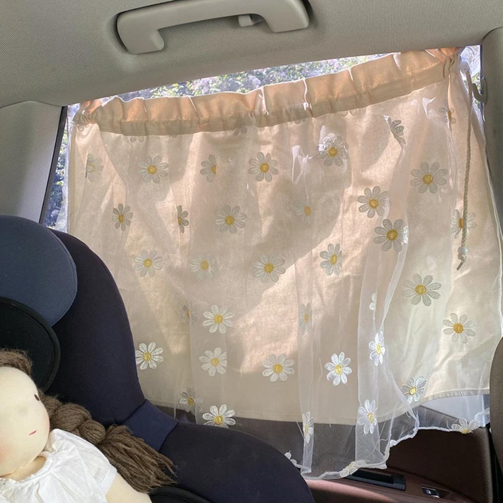 Cotton Embroidered Universal Car Curtains Baby Side Window Sunshade UV Protection for Kids Travel