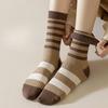 5 Pairs of Mid-calf Socks, Women's Autumn and Winter Double-needle Cotton Socks, Striped Women's Combed Cotton Pile Socks