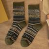 Herrensocken Herbst Winter Mode Retro Geometrische Muster Mittelhohe Socken Herren Japanische Mode Ethnisch Vintage Lange Socken
