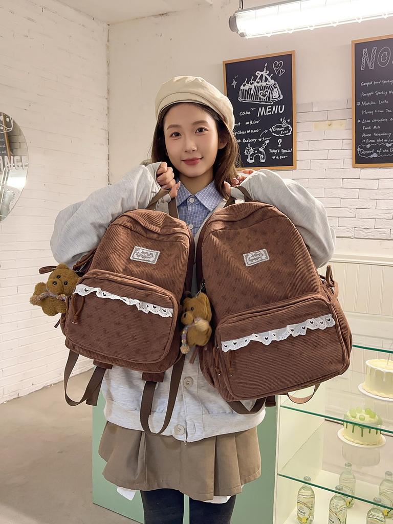 Korean Style Girls Backpack With Bow Pattern For School And Travel Purposes