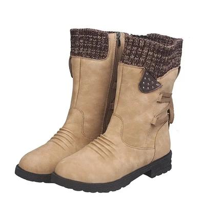 Mode Nya Utomhus Damstövlar Mode Sidodragkedja Rund Tå Stövlar Dam Enfärgad Grov Klack Casual Skor för Kvinnor Zapatos De Mujer