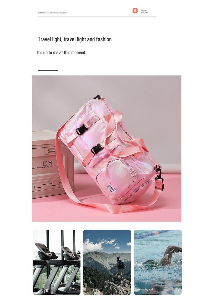 Women's Large Capacity Pearlescent Waterproof Swim Bag, Multi-functional with Wet/Dry Separation for Sports, Fitness, and Travel.