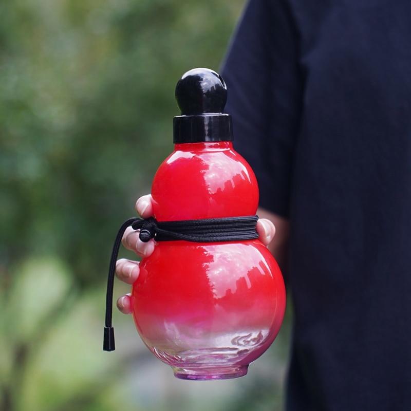 Gourd Shape Water Cup Large Capacity Water Bottle, Gourd Water Bottle with Shoulder Strap, Outdoor Hiking Water Bottle