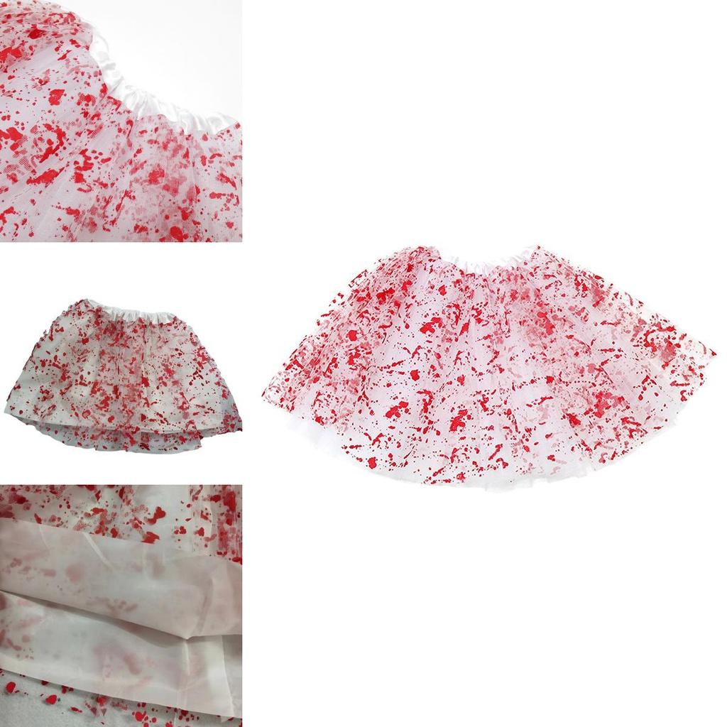 Polyester Halloween Blood Stain Half Skirt With Mesh And Tutu Features