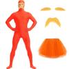 Halloween Vollabdeckung Alter Mann Kostüm mit langem Bart, großem Bauch und orangefarbenem Umhang für Cosplay und Rollenspiele.