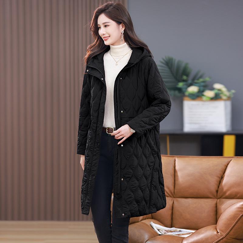 

Трендовая женская стеганая хлопковая куртка 2024: Средней длины, свободного кроя, модная повседневная верхняя одежда для осени и зимы XXL чёрный