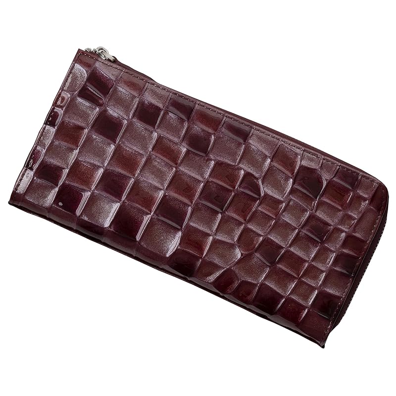 

[Legare] [Legale] stained glass long wallet wallet men s ladies With card case L-shaped zipper simple wallet genuine leather (Bordeaux)