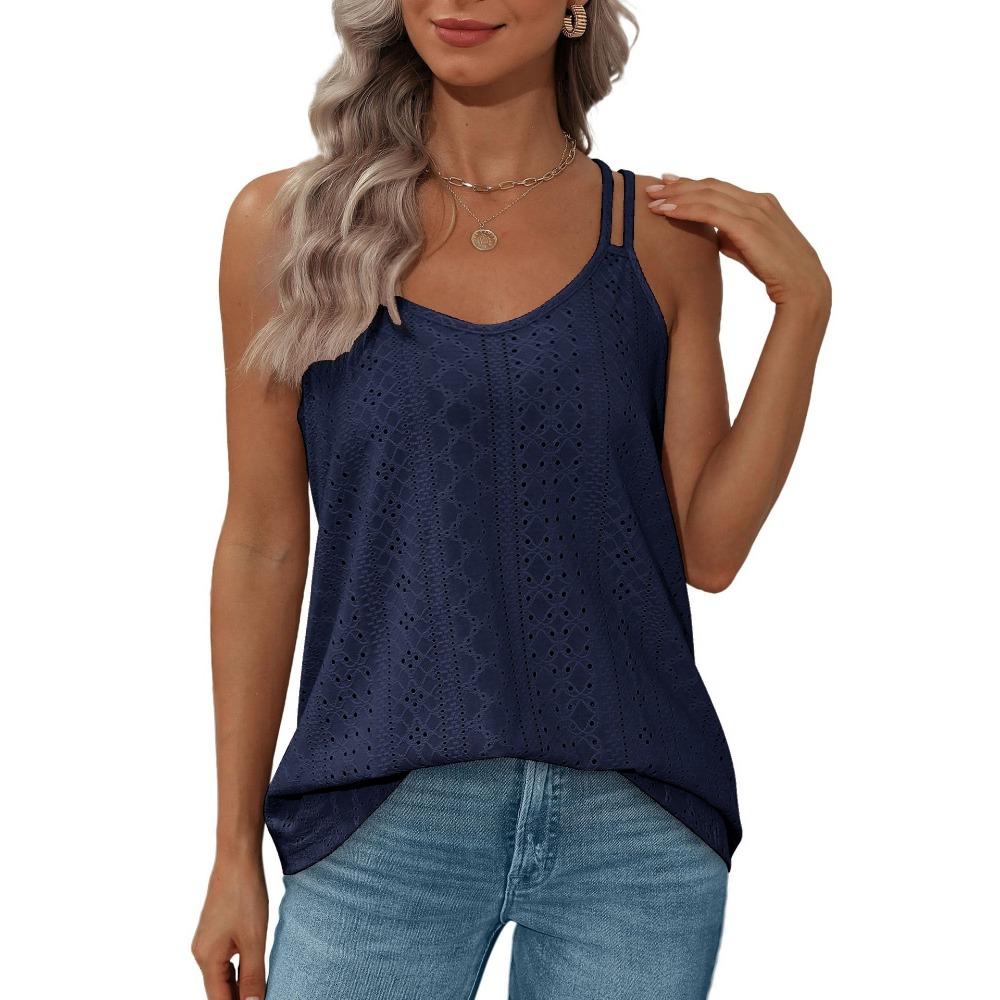 

GMXIA женские модные повседневные летние однотонные блузки и рубашки без рукавов с круглым вырезом и принтом XXL темно-синий