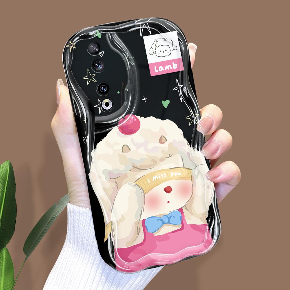 Cute Cartoon Pattern Cream Texture Casing Wavy Edge Soft Silicone Cover Phone Case for Huawei Honor Infinix Tecno iPhone