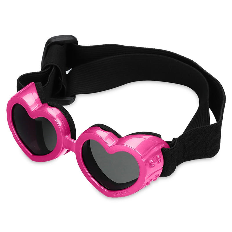 1PC Cute Heart-shaped Pet Travel Sunglasses Waterproof UV Protection Small Dog Cat Goggles With Adjustable Strap