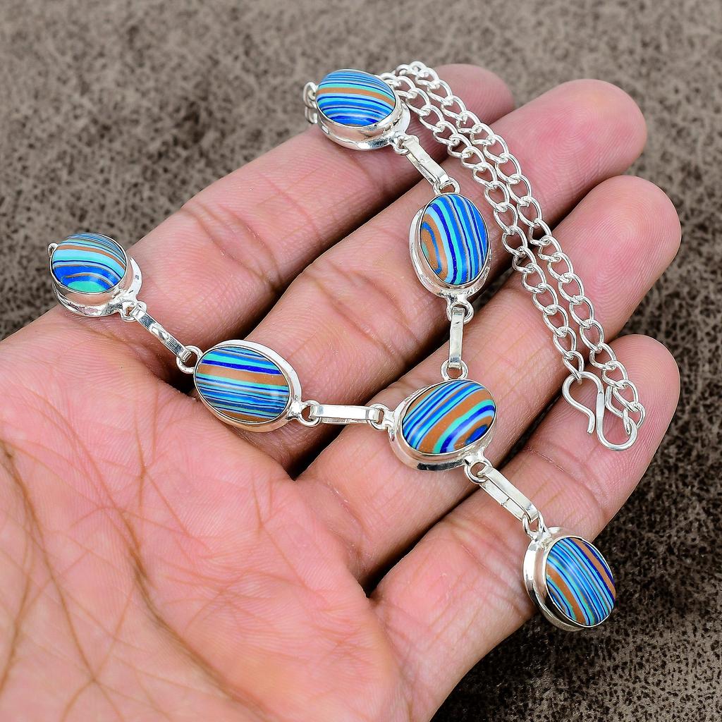 Rainbow Calsilica Gemstone 925 Sterling Silver Jewelry Necklace 18" KKG-403