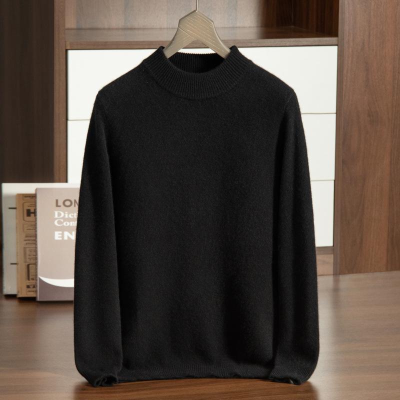 Cashmere shirt new semi-turtleneck thickened solid color knitted sweater wool