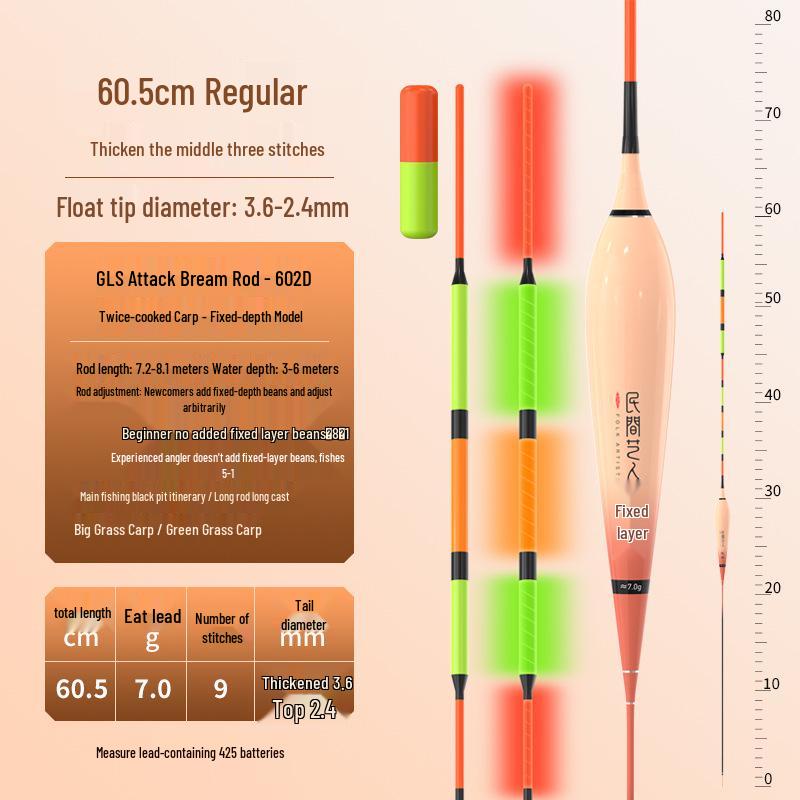 Folk Artist Fishing Float: Dual-Use Luminous for Day/Night, Ideal for Bighead and Grass Carp