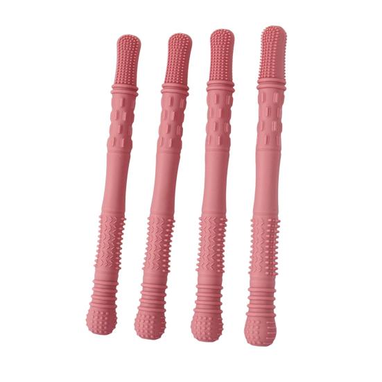 

4 шт. силиконовая жевательная палочка, пищевая, без BPA, многоразовая, для снятия стресса, сенсорная, оральная, моторная, жевательная палочка, игрушка для особых нужд темно-розовый