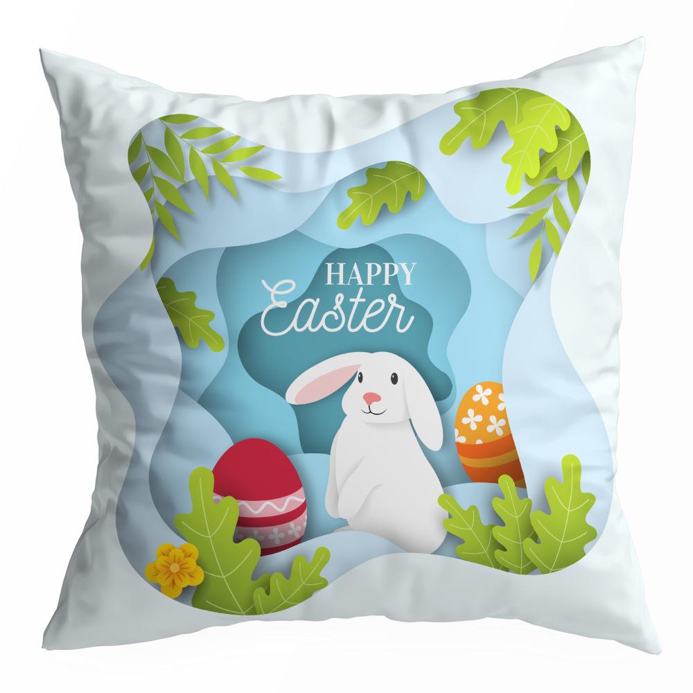 

Пасха Весна Персиковая Кожа Бархат Принт Наволочка Праздничный Мультяшный Кролик Автомобиль Диван Гостиная Наволочка 45 * 45Cm without pillow core
