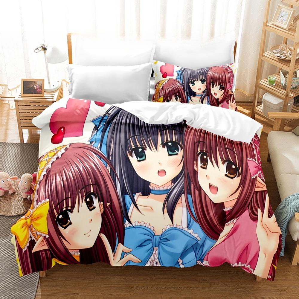 New 3D Priningt Kawaii Girls Yae Sakura (Shuffle!) Bedding Set Cartoon Anime Three-piece Set Adult Kid Bedroom Duvetcover Sets