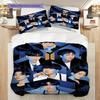 Bts Globale Musik-Sensation Dreiteiliges Set (1 Bettbezug + 2 Kissenbezüge, ohne Füllung) 2D flaches Weihnachts-Geburtstagsgeschenk Bettbezug und Kissenbezug