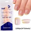 5Colors/120Pc Short Square French Press-On Nail Set Soft Gel Glossy Acrylic Full Coverage Nail Tips Purple Pink Ombre False Nail