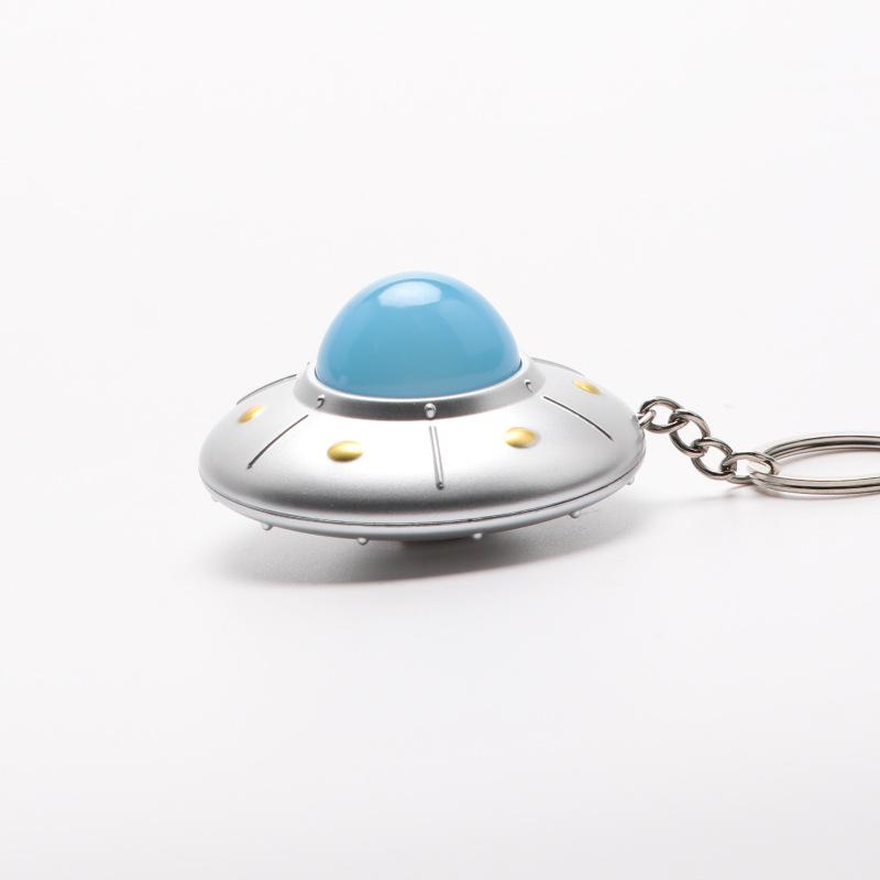 LED Flying Saucer Keychain: Sound & Light Pendant Gift for Kids