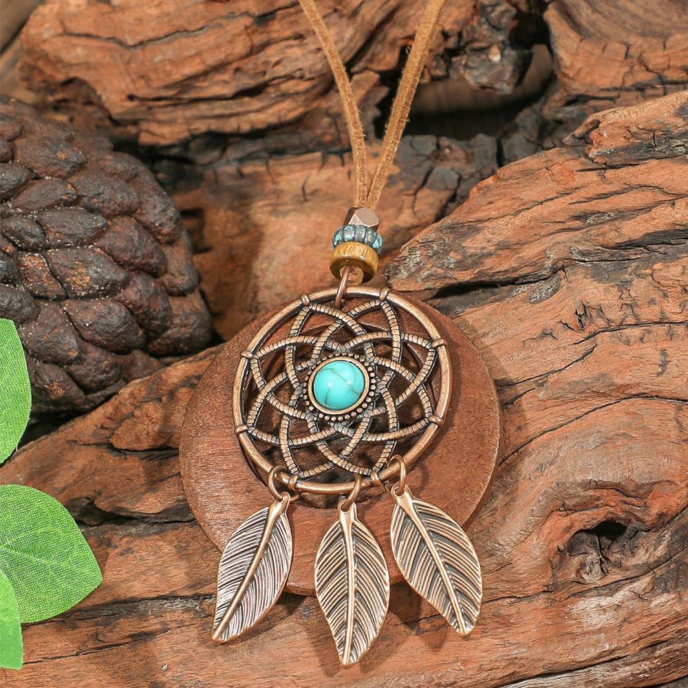 

Женская мода Бохо Длинное ожерелье Элегантное этническое ожерелье Ретро Коричневые подвески Ожерелья Ювелирные изделия 6