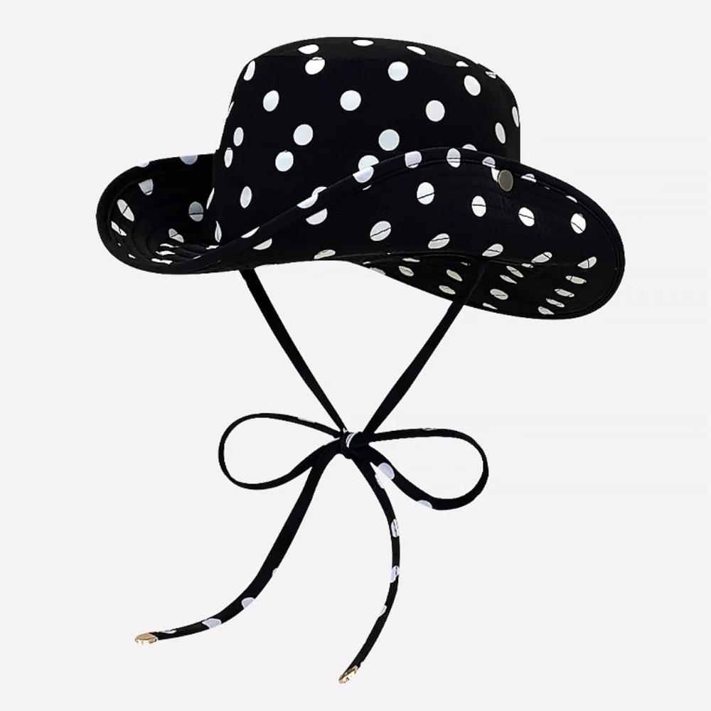 French Sweet Polka Dot Print Fisherman Hat Women's Summer Large Brim Sun Hat UV Protection for Outdoor Travel Sun Hats