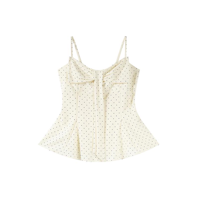 Shuangtian Plus Size Polka Dot Bow Strap Dress (Spring 26) XL