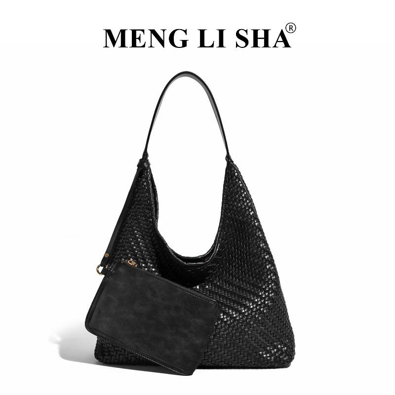Casual retro handwoven bag large capacity shoulder underarm tote bag women s fashion simple portable vegetable basket bag чёрный