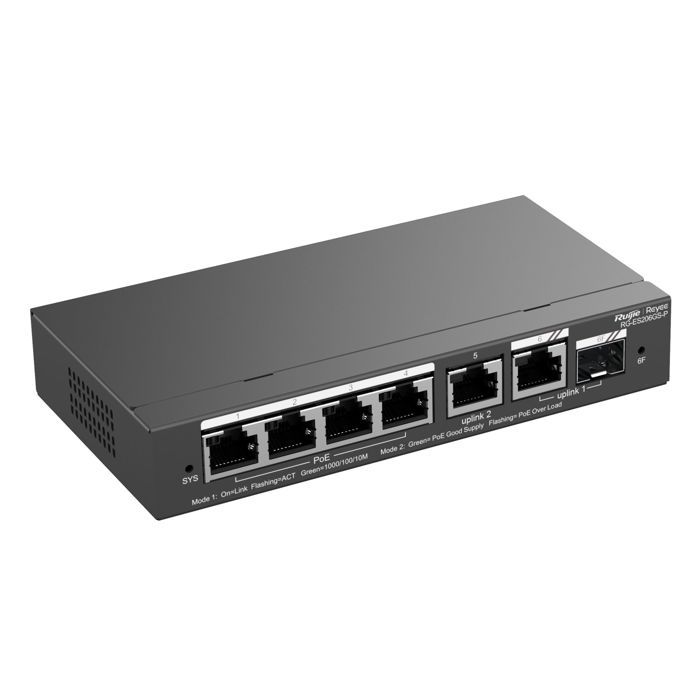 PoE Switch - Ruijie - Reyee - 6 Ports - Gigabit - Secure Transmission