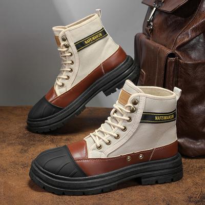 Fashion Men's High Top British Work Boots Outdoor Boots Comfort-Fit Breathable Rubber Toe Cap Safety Shoes Footwear for Workshop Wear