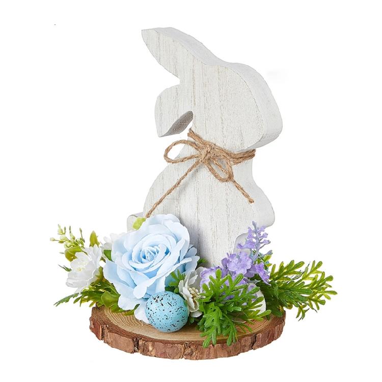 Easters Rabbit Wood Ornament Cartoon Rabbit Wood Crafts for Easters Home Party Desktop Decoration