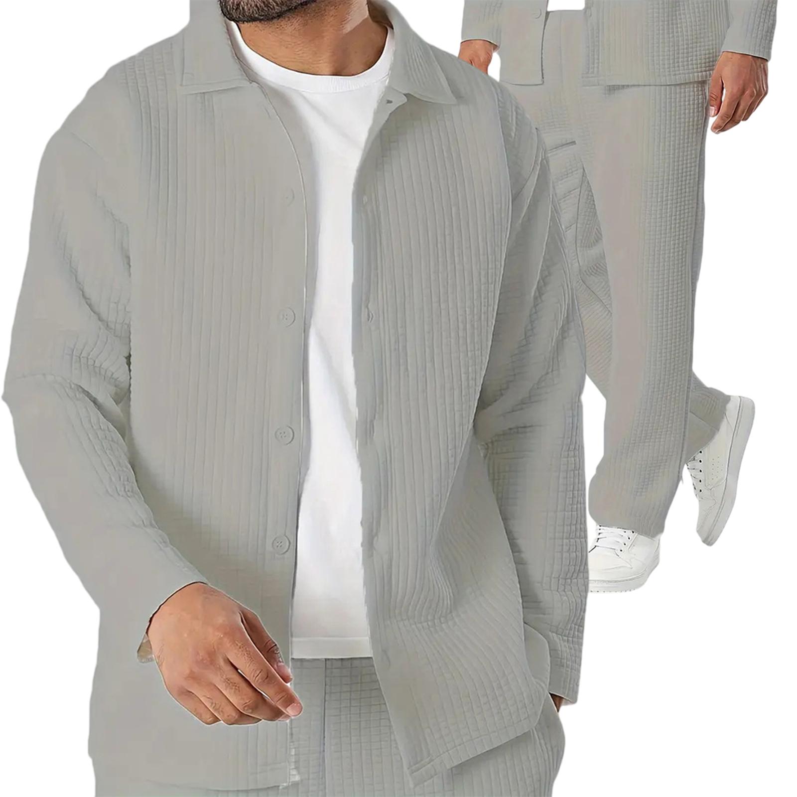 

Мужской костюм-пиджак с лацканами в мелкую клетку, устойчивый к сминанию, модный мужской костюм с длинными рукавами и брюками XXL